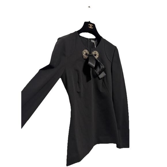 Alexander McQueen Blouse Womens IT 42 Black Crystal Bow Made Italy 364656QDL18 - Picture 3 of 16